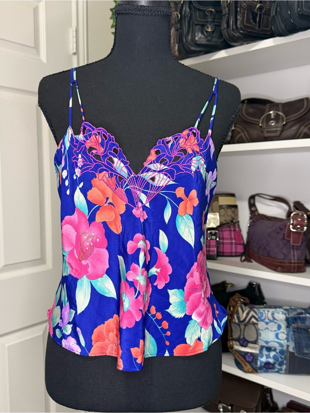 Victoria's Secret Vintage Royal Blue Floral Cami